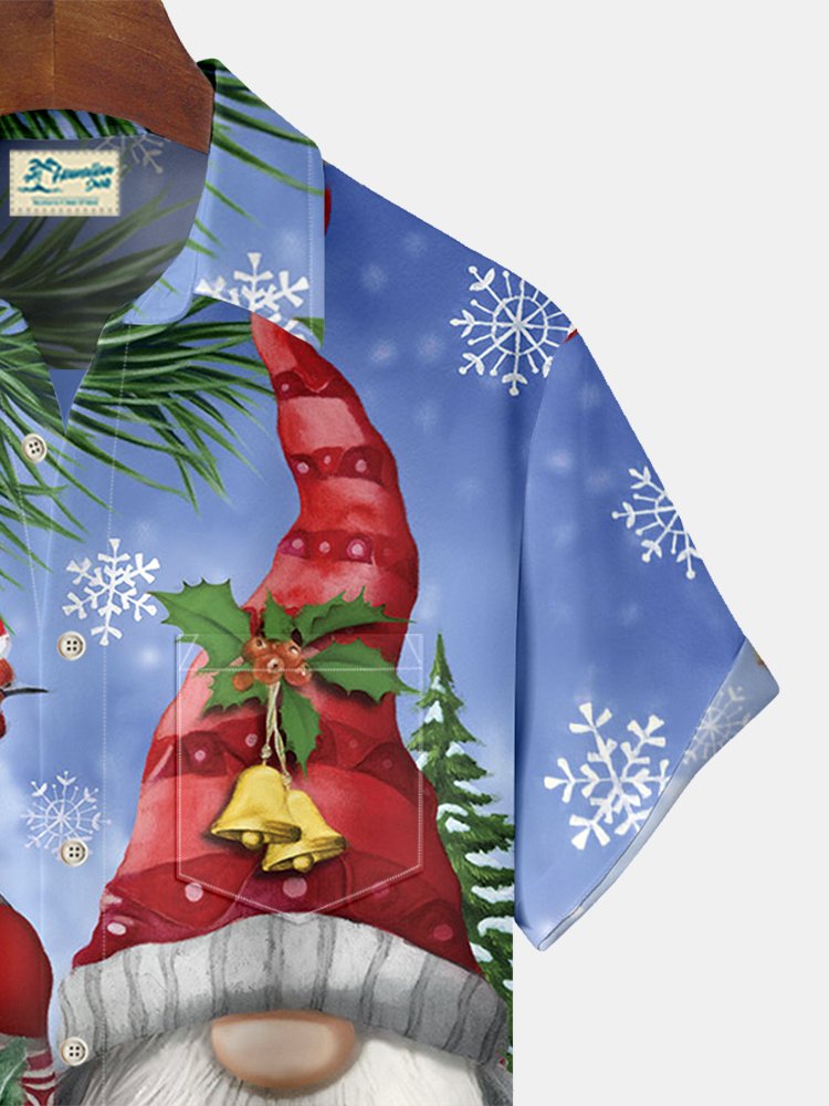 Camisa hawaiana extragrande con bolsillos y estampado de gnomos navideños para hombre de Alohadaddy