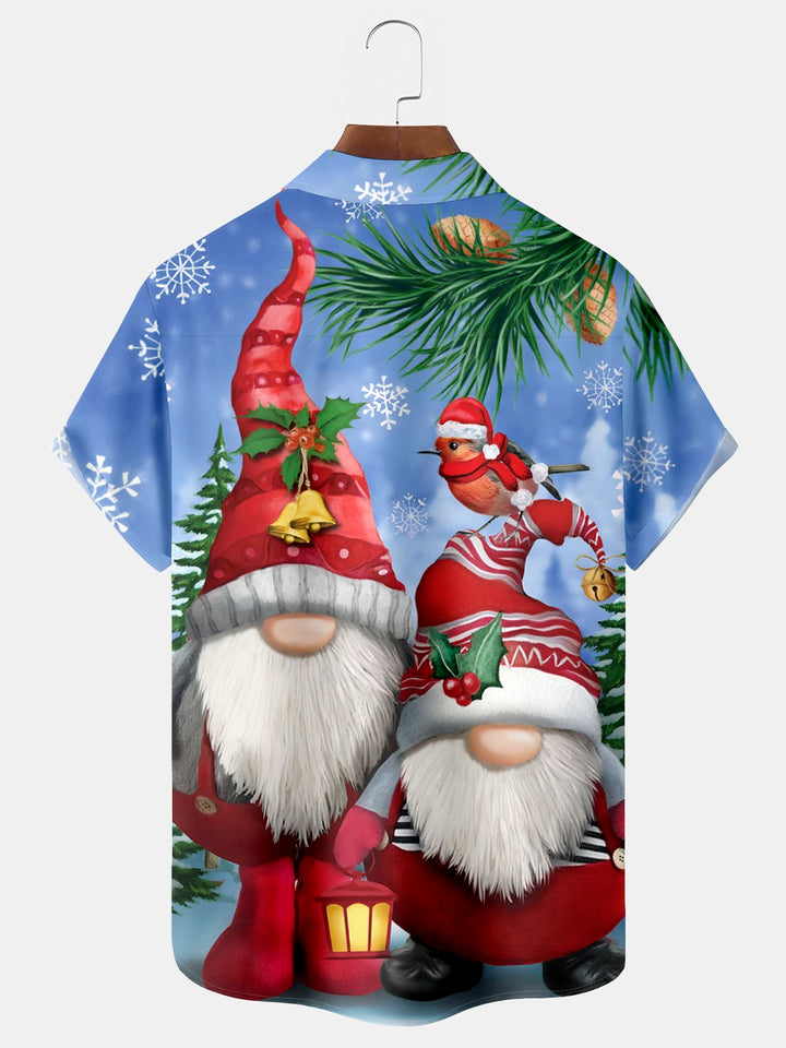 Camisa hawaiana extragrande con bolsillos y estampado de gnomos navideños para hombre de Alohadaddy