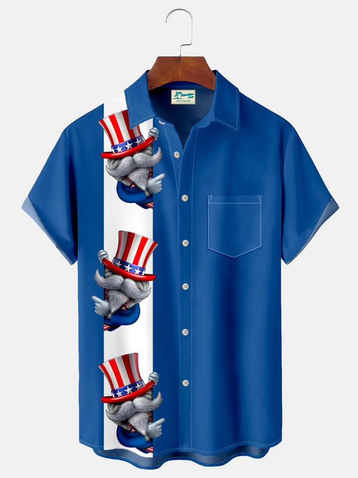 Camisa hawaiana extragrande con bolsillos y estampado de gnomos y bandera de Alohadaddy para hombre