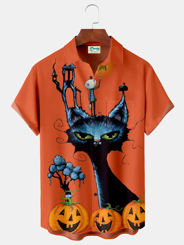 Alohadaddy Halloween Black Cat Print  Men&