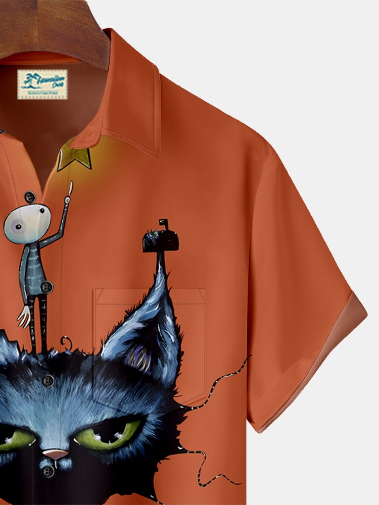 Alohadaddy Halloween Black Cat Print  Men&