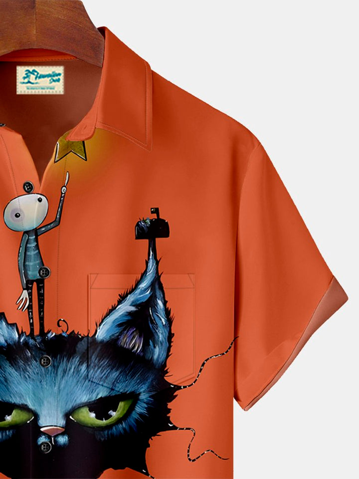 Alohadaddy Halloween Black Cat Print  Men&