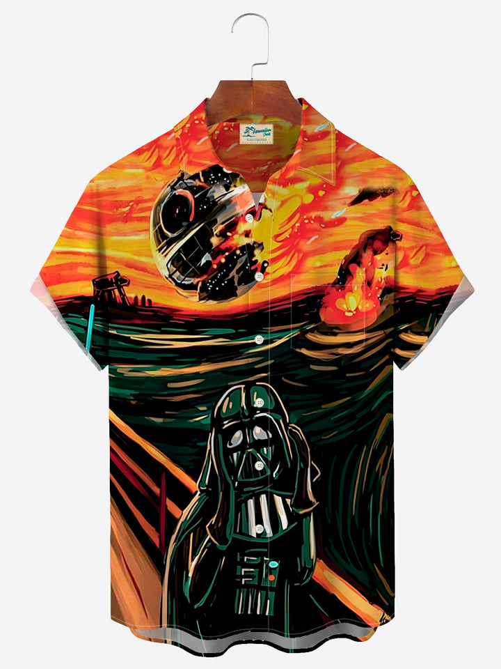 Camisa de manga corta con bolsillo abotonado para hombre con estampado de arte de pintura al óleo divertido de Alohadaddy