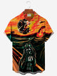 Alohadaddy Fun Oil Painting Art War Print Men's Button Pocket Short Sleeve Shirt