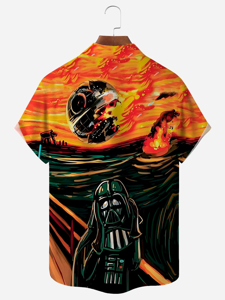 Camisa de manga corta con bolsillo abotonado para hombre con estampado de arte de pintura al óleo divertido de Alohadaddy