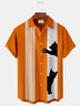 Camisa de bolos para hombre con bolsillos y estampado de gato de Halloween de Alohadaddy
