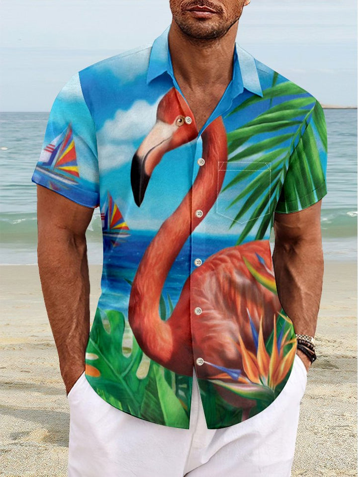 Alohadaddy Flamingo Coconut Tree Print Beach Men&