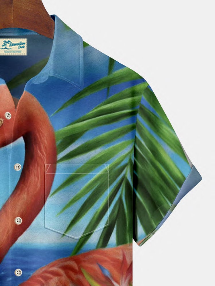 Alohadaddy Flamingo Coconut Tree Print Beach Men&