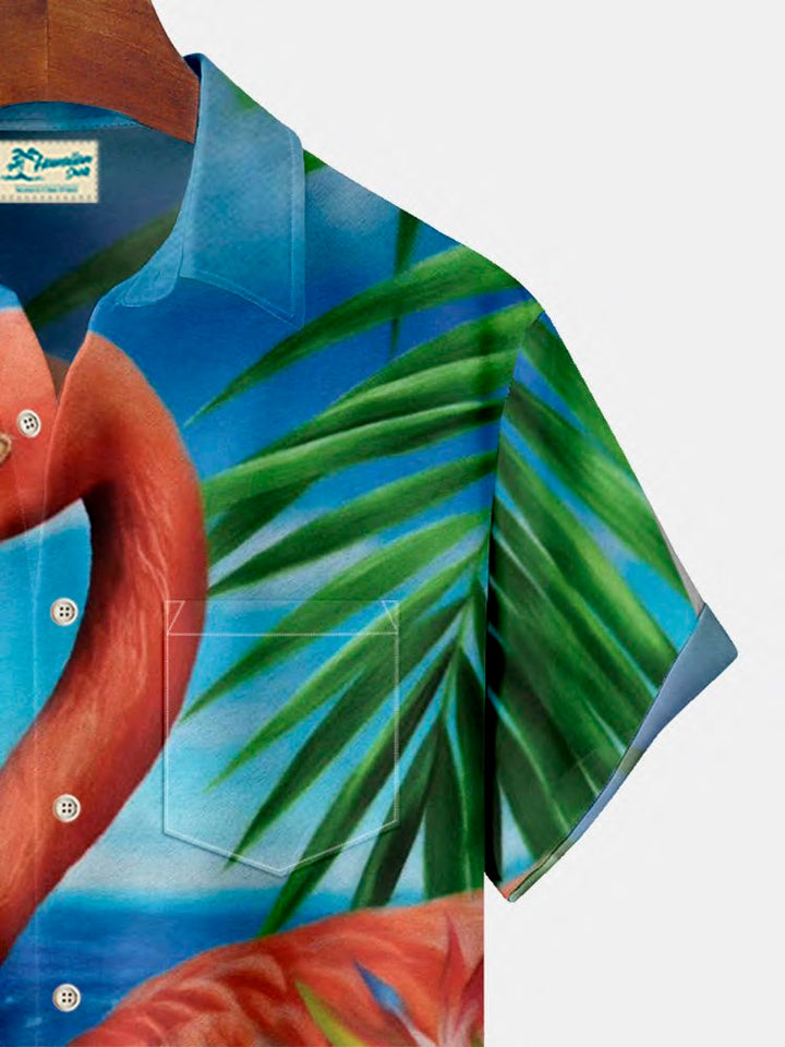 Alohadaddy Flamingo Coconut Tree Print Beach Men&