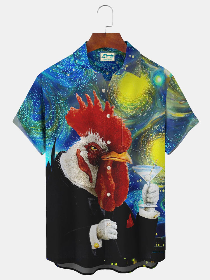 Alohadaddy Art Abstract Rooster Print Beach Men&