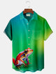 Alohadaddy Gradient Polka Dot Frog Print Men's Hawaiian Oversized Shirt with Pockets