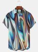 Alohadaddy Art Ombre Aurora Print Beach Men's Hawaiian Oversized Short Sleeve Shirt with Pockets