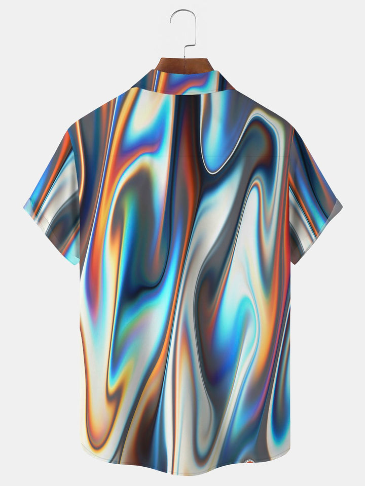 Chemise hawaïenne surdimensionnée à manches courtes avec poches pour homme Alohadaddy Art Ombre Aurora Print Beach