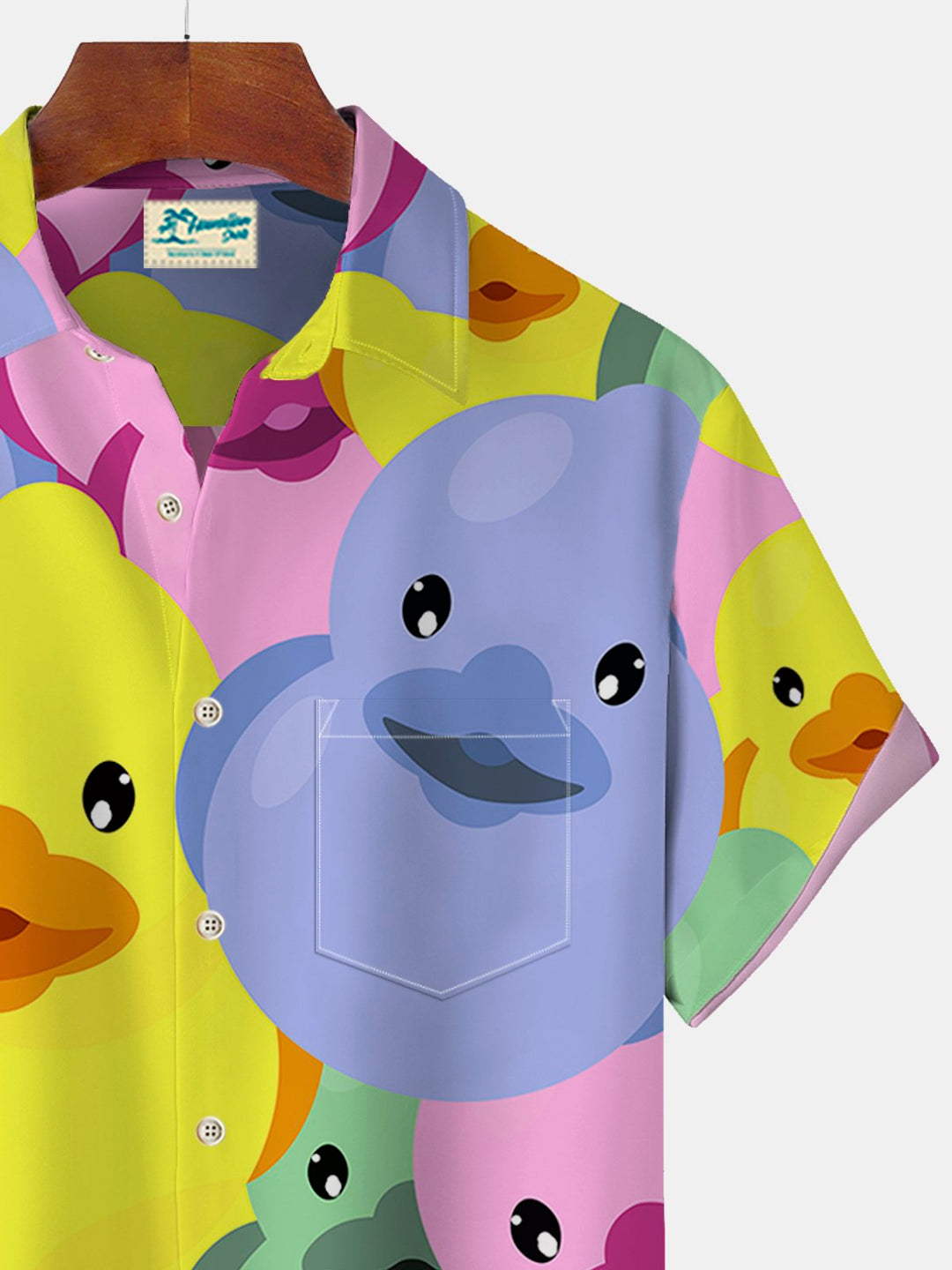 Camisa hawaiana de manga corta extragrande con bolsillos y estampado divertido de patos para hombre de Alohadaddy