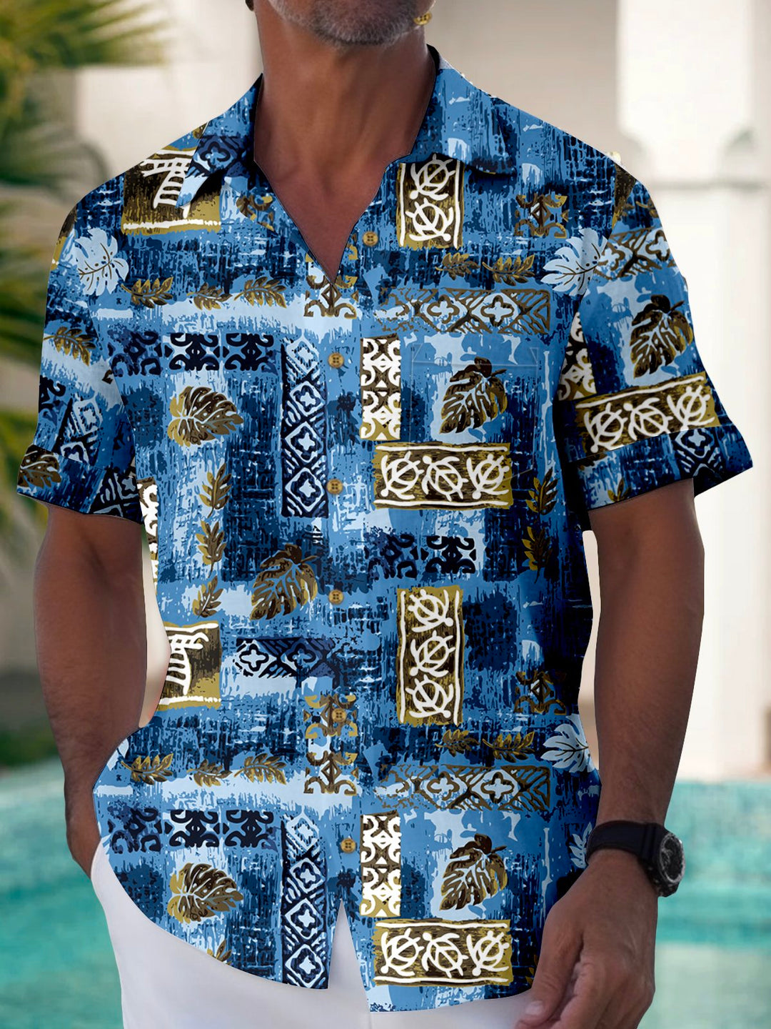Alohadaddy Plant Texture Print Beach Men&