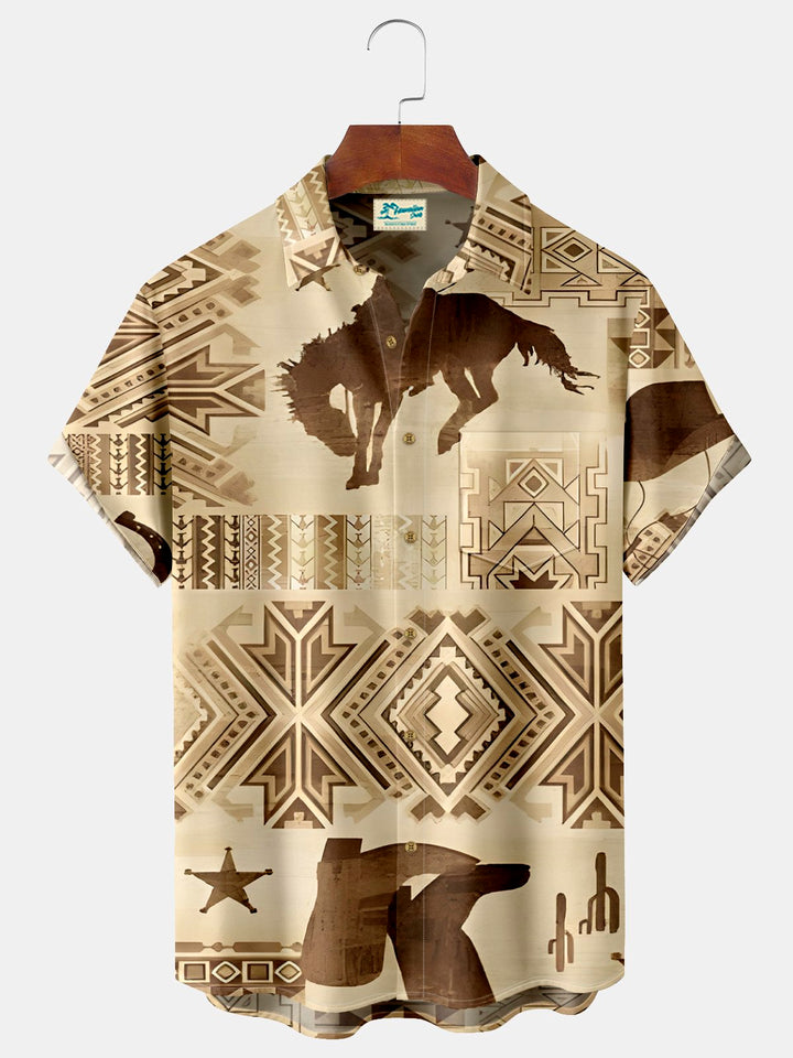Alohadaddy Cowboy Horse Brown Print Men&