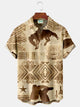 Alohadaddy Cowboy Horse Brown Print Men's Hawaiian Oversized Shirt with Pockets