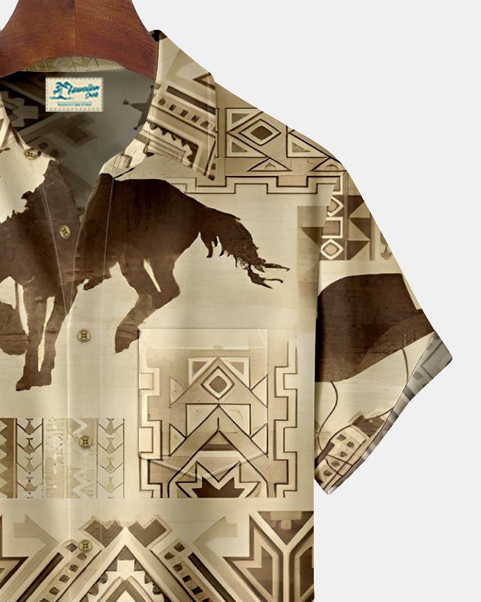 Alohadaddy Cowboy Horse Brown Print Men&