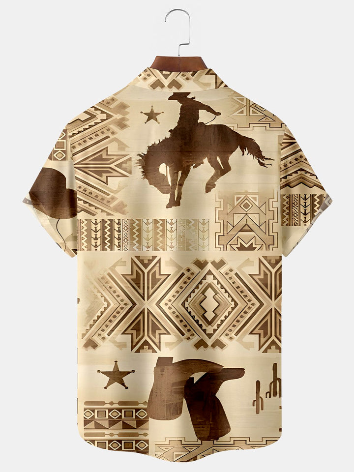 Alohadaddy Cowboy Horse Brown Print Men&