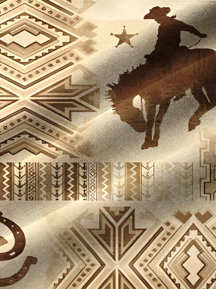 Alohadaddy Cowboy Horse Brown Print Men&
