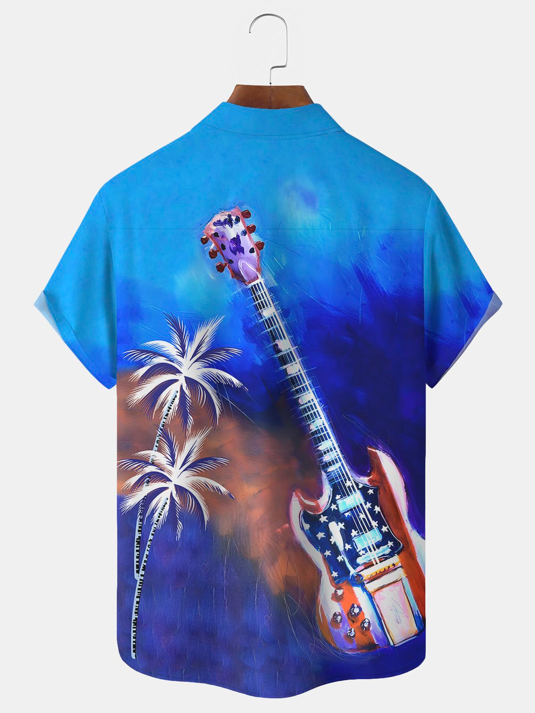 Alohadaddy Coconut Tree Flag Guitar Print Beach Men&