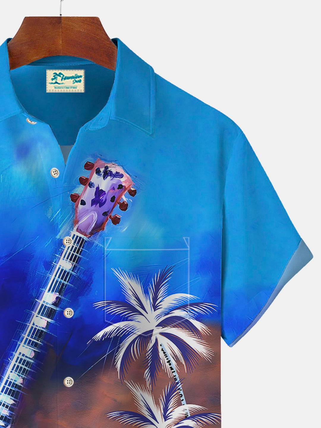 Alohadaddy Coconut Tree Flag Guitar Print Beach Men&