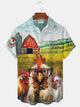 Alohadaddy Animal Rooster Print Men's Button Pocket Shirt