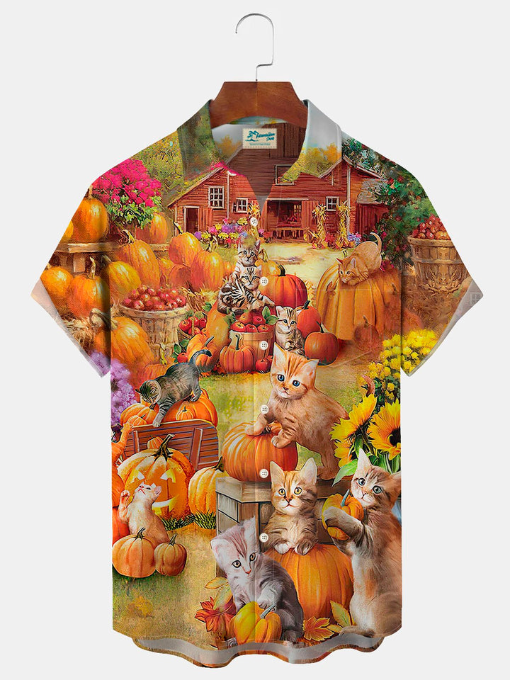 Alohadaddy Halloween Cat Pumpkin Print Men&
