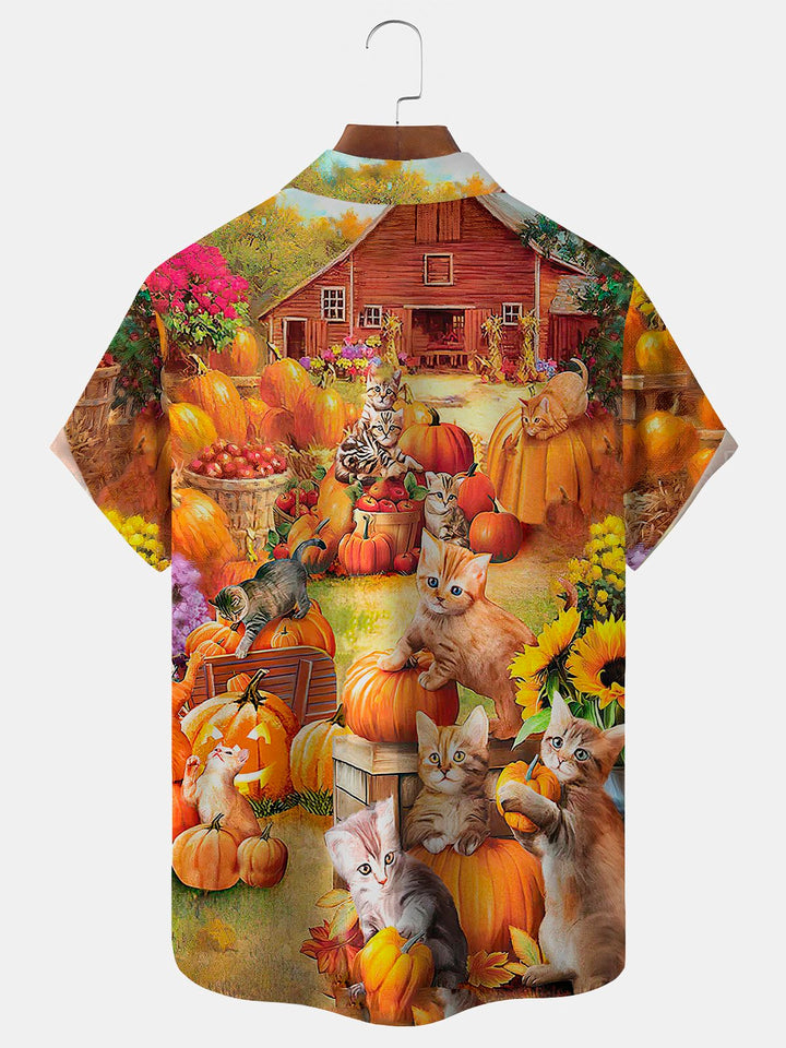 Alohadaddy Halloween Cat Pumpkin Print Men&