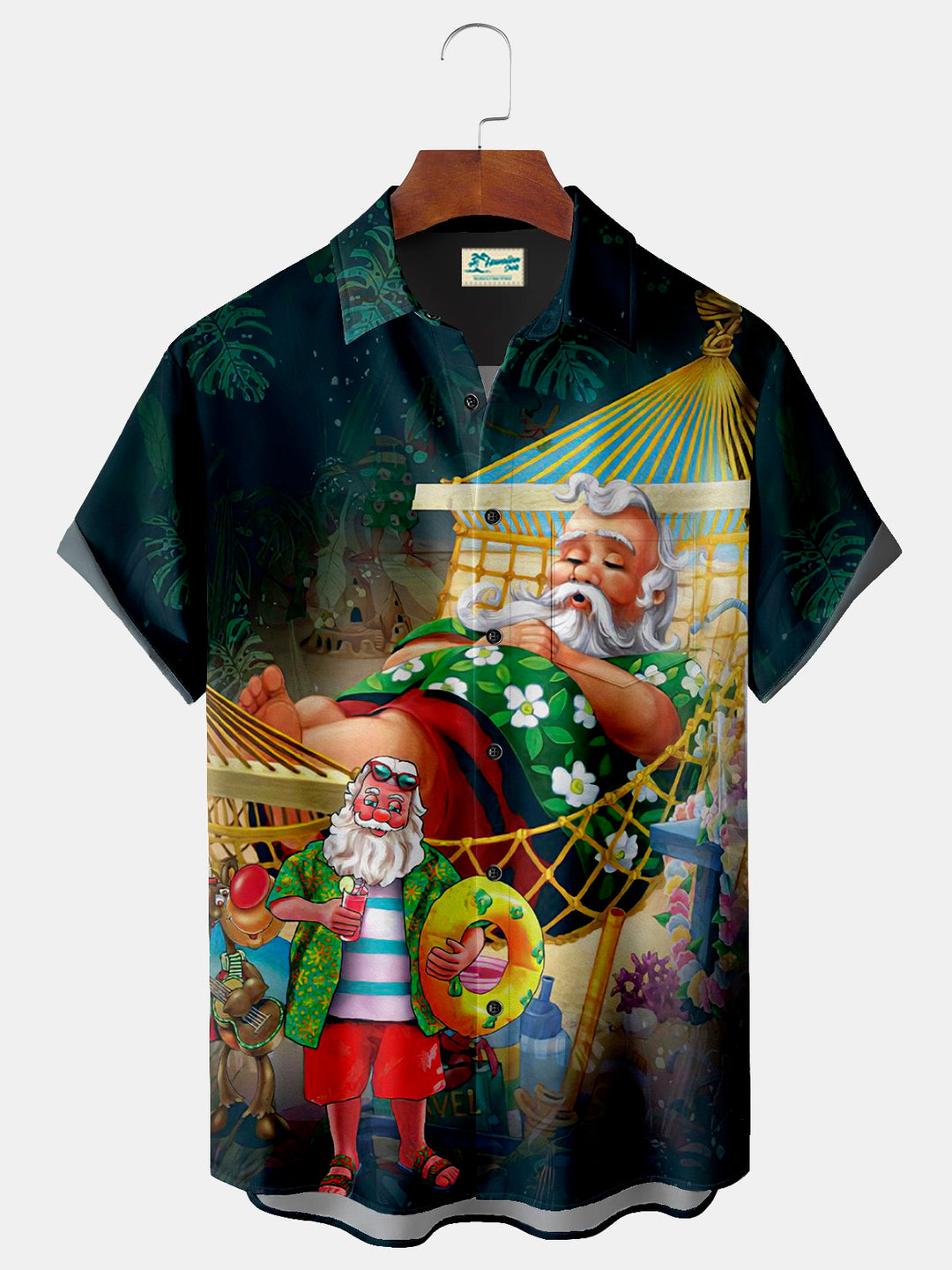 Camisa hawaiana extragrande con bolsillos para hombre con estampado botánico de bambú y ciruela de Alohadaddy
