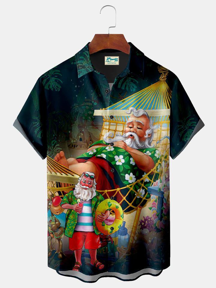 Camisa hawaiana extragrande con bolsillos para hombre con estampado botánico de bambú y ciruela de Alohadaddy