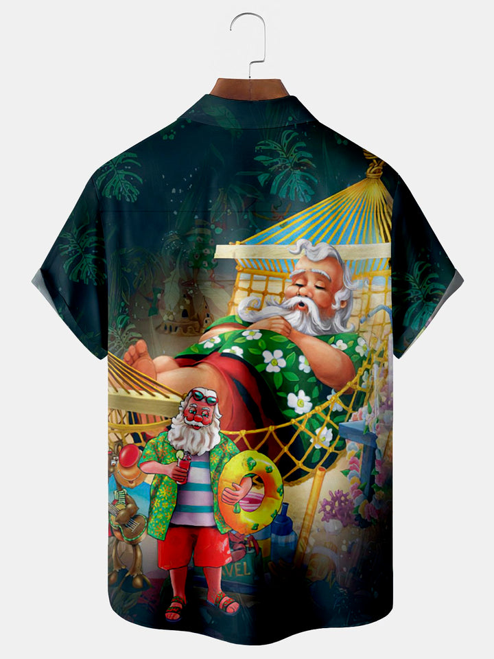 Camisa hawaiana extragrande con bolsillos para hombre con estampado botánico de bambú y ciruela de Alohadaddy