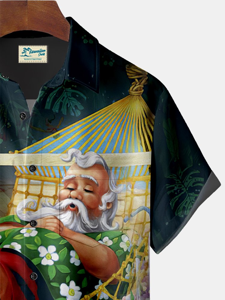Camisa hawaiana extragrande con bolsillos para hombre con estampado botánico de bambú y ciruela de Alohadaddy