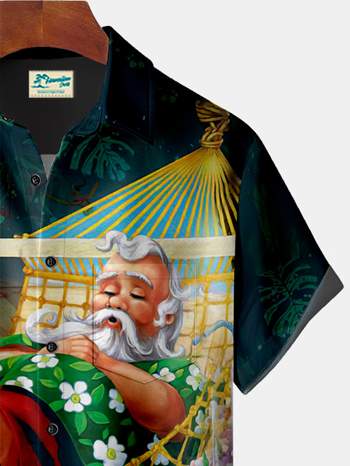 Camisa hawaiana extragrande con bolsillos para hombre con estampado botánico de bambú y ciruela de Alohadaddy