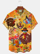 Alohadaddy Thanksgiving Turkey Print Men's Button Pocket Shirt