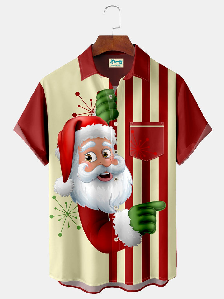 Alohadaddy Santa Geometric Striped Print Beach Men&