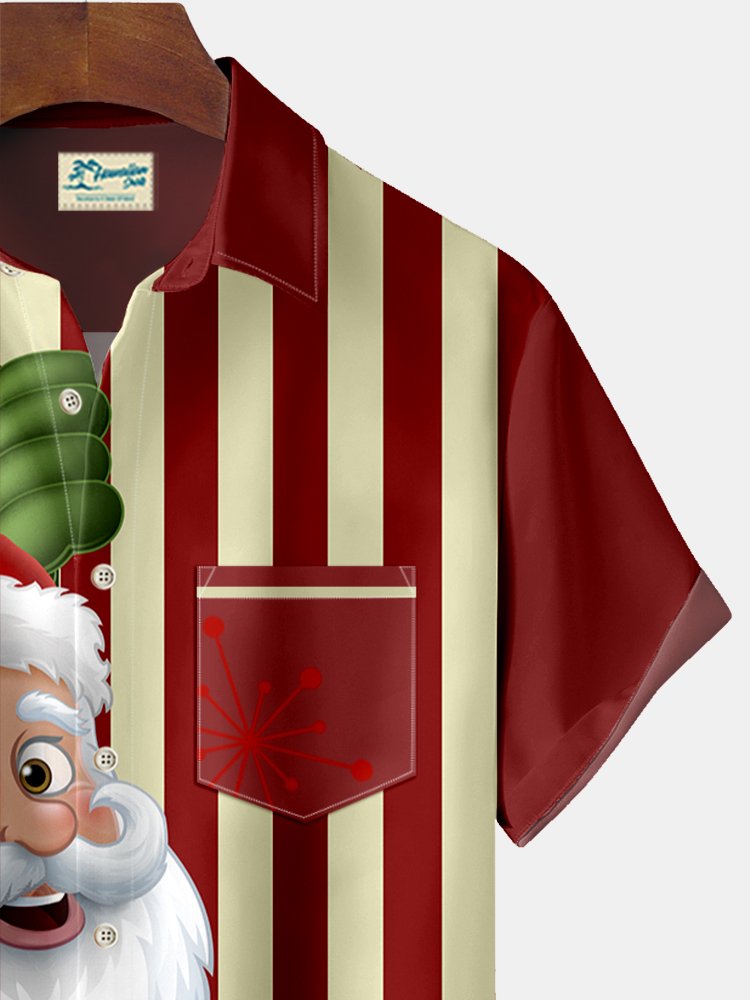 Alohadaddy Santa Geometric Striped Print Beach Men&