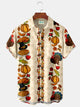 Alohadaddy Thanksgiving Turkey Squash Print Beach Men's Hawaiian Oversized Shirt with Pockets
