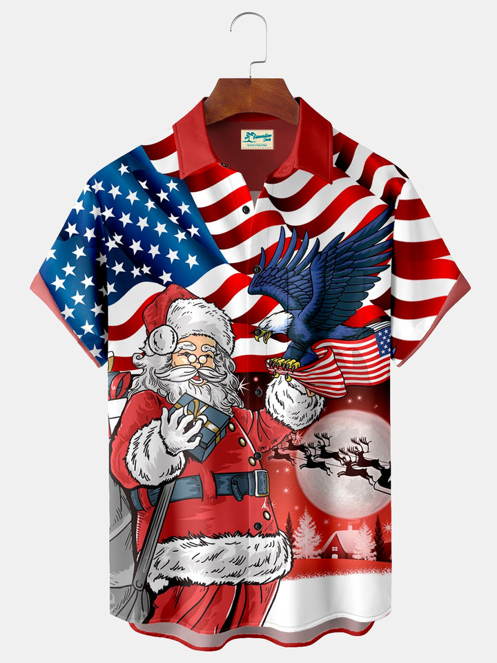 Alohadaddy Flag Eagle Santa Claus Print Men&