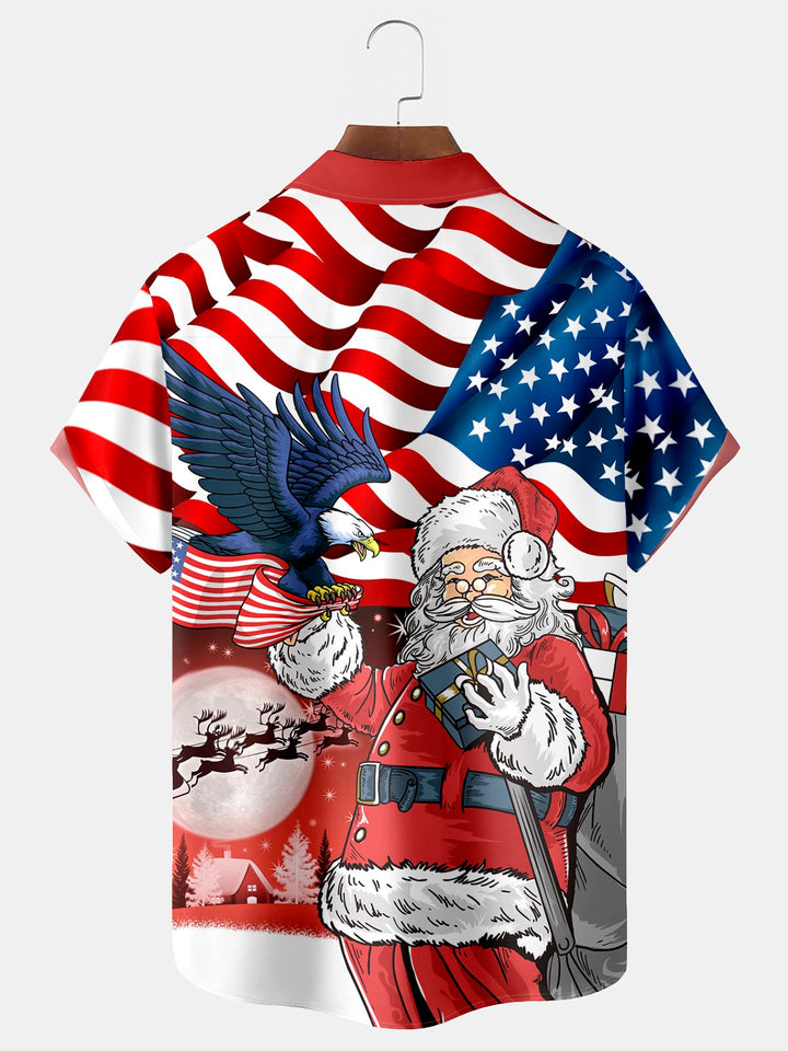 Alohadaddy Flag Eagle Santa Claus Print Men&
