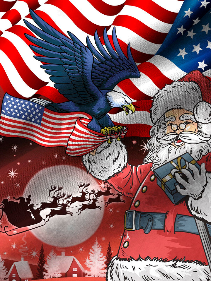 Alohadaddy Flag Eagle Santa Claus Print Men&