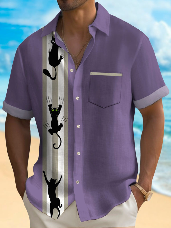 Camisa hawaiana extragrande con bolsillos y estampado playero Alohadaddy para hombre