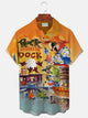 Alohadaddy Beach Holiday Orange Men's Hawaiian Shirts Five O'Clock Parrot Cartoon Stretch Plus Size Aloha Camp Pocket Shirts