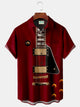 Alohadaddy Printed Beach Music Guitar Men's Hawaiian Oversized Pocket Shirt