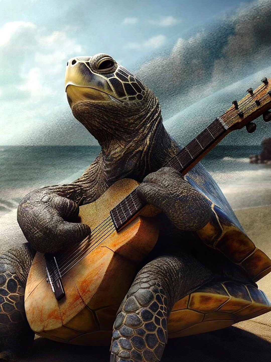 Camisa hawaiana extragrande con bolsillos para hombre, con estampado de tortuga y música de Alohadaddy, tocando la guitarra