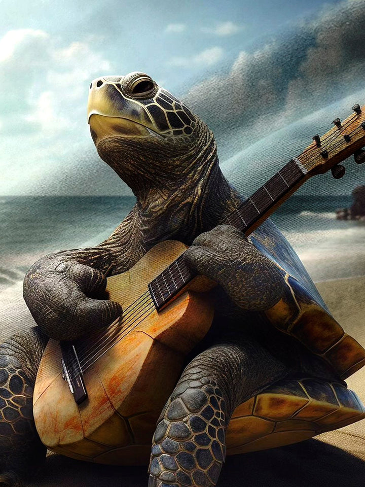 Camisa hawaiana extragrande con bolsillos para hombre, con estampado de tortuga y música de Alohadaddy, tocando la guitarra