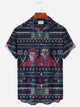 Alohadaddy Christmas Holiday Blue Mens Game Shirts Cartoon Stretch Casual Camp Pocket Button Santa Shirts