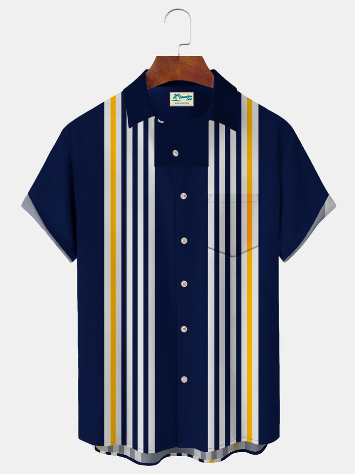 Alohadaddy Retro Striped Bowling Print Men&