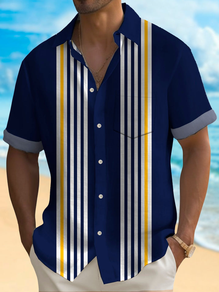 Alohadaddy Retro Striped Bowling Print Men&
