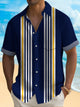 Camisa de manga corta con bolsillo abotonado y estampado de bolos a rayas retro para hombre de Alohadaddy